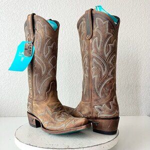Lane Boots SARATOGA Cowboy Boots Brown Leather Western Cowgirl Mid Calf Size 6